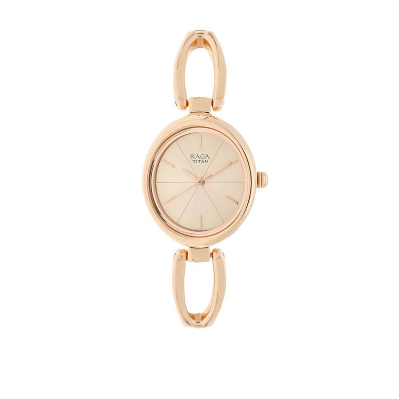 Rose Gold Dial Stainless Steel Strap Watch