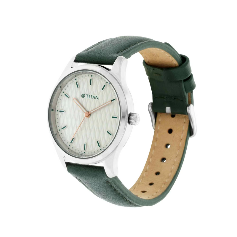 TITAN WORKWEAR WATCH WITH WHITE DIAL & LEATHER STRAP 2639SL04