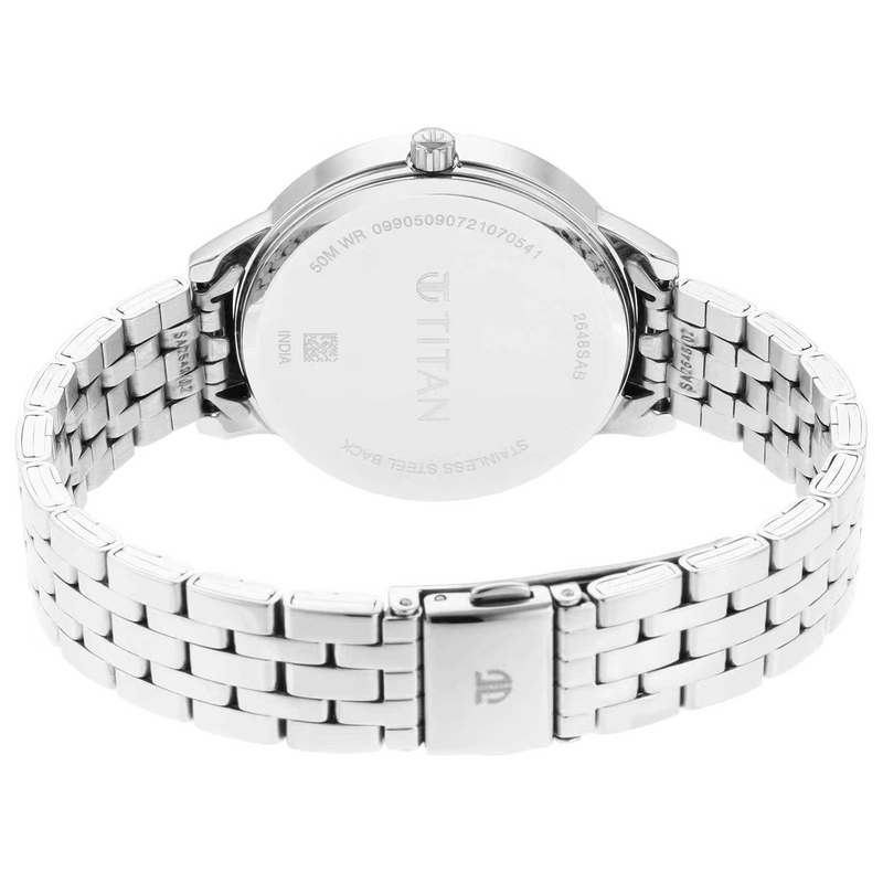 Titan watch 2025 stainless steel back