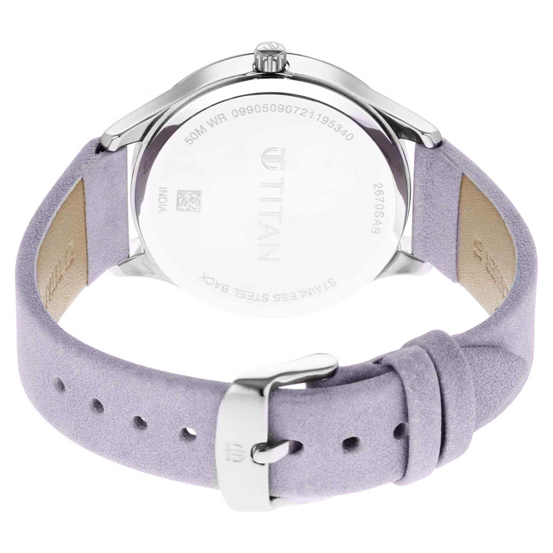 TITAN PASTEL DREAMS MOTHER OF PEARL DIAL PALE PURPLE LEATHER STRAP WATCH 2670SL02