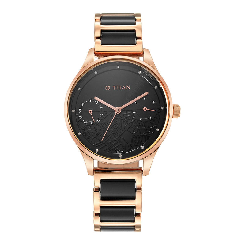 Titan Black Dial Analog with Day and Date Watch for Women