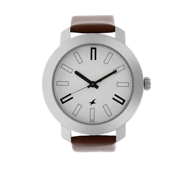 White Dial Leather Strap Watch