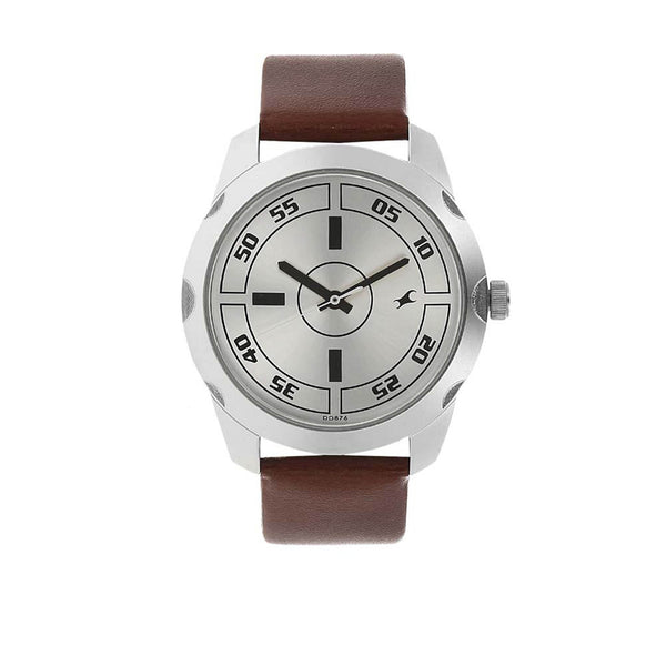Silver Dial Leather Strap Watch