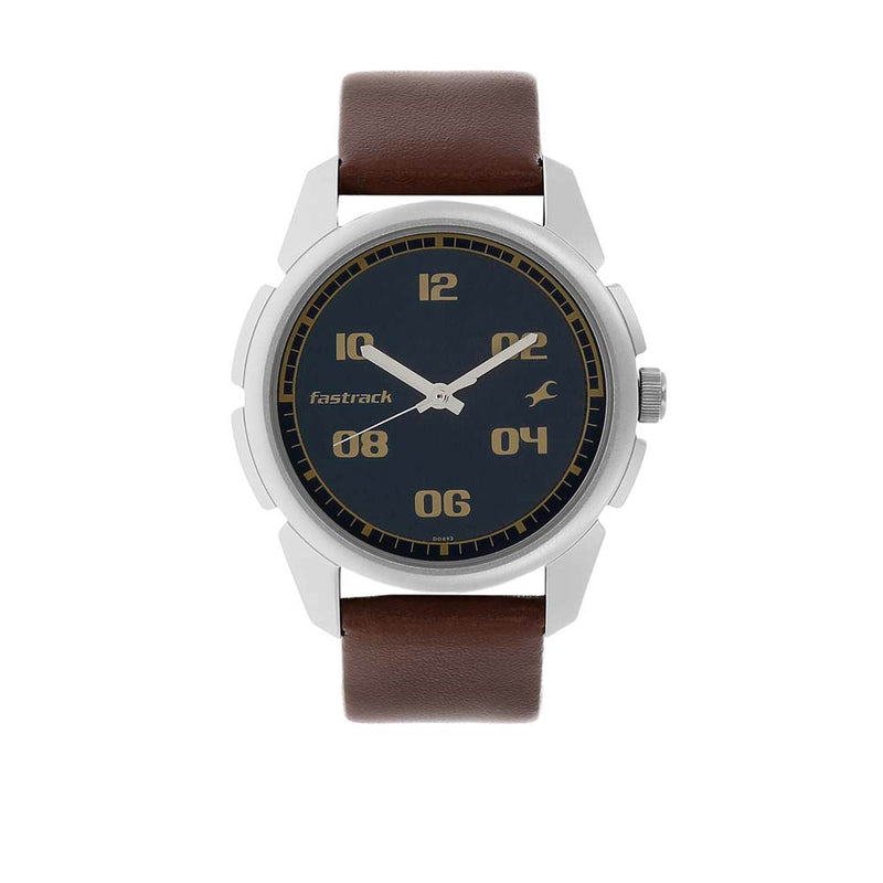 Blue Dial Leather Strap Watch