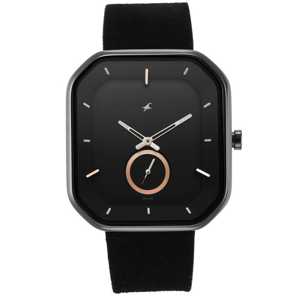 Fastrack Black Dail Analog Watch with Black Leather Strap