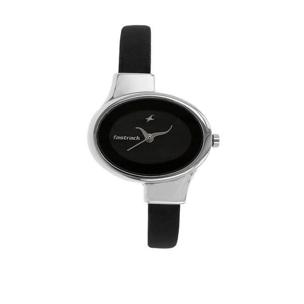 Black Dial Leather Strap Watch