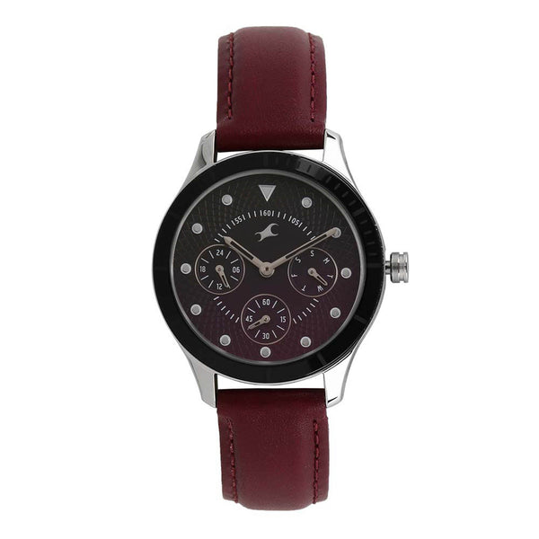 Violet Dial Leather Strap Watch