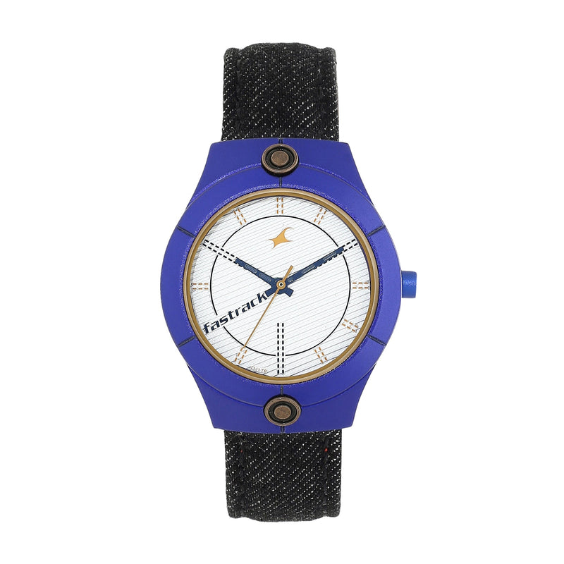 Fastrack Denim Collection - White Dial Analog Watch with Denim Strap for Girls