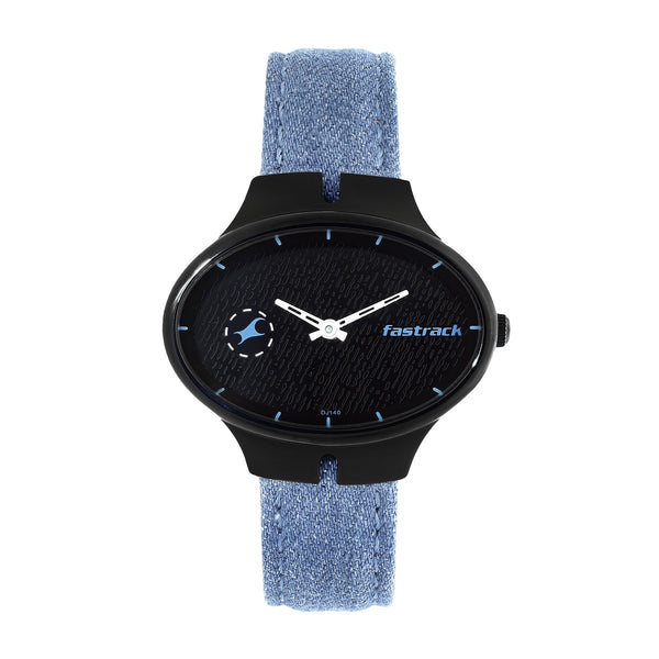 Fastrack Denim Collection - Black Dial Analog Watch with Denim Strap for Girls