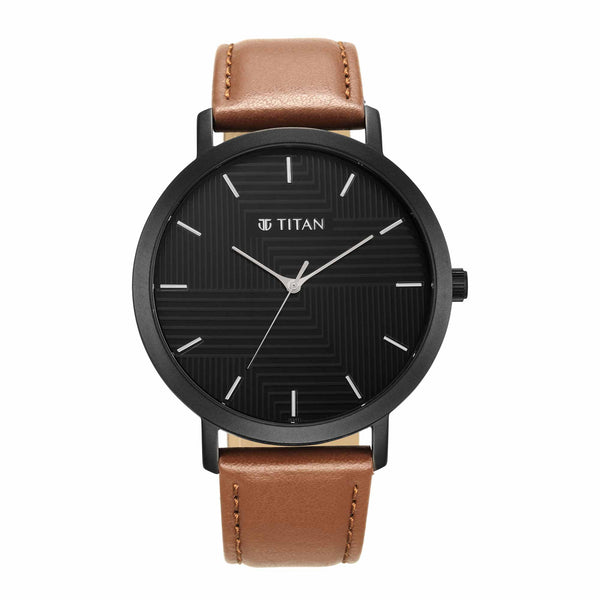 Titan Memento Black Dial Analog Watch for Dad With Free Engraving