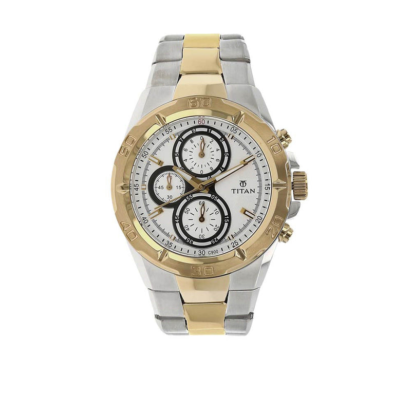 Titan White Dial Chronograph Watch for Men