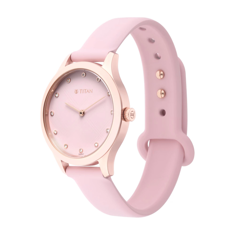 TITAN ATHLEISURE - PINK DIAL RUBBER STRAP WATCH 95125WP02
