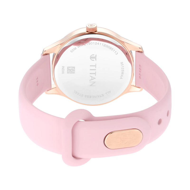 TITAN ATHLEISURE - PINK DIAL RUBBER STRAP WATCH 95125WP02