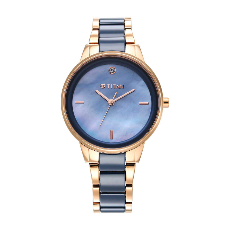Titan Quartz Analog Watch with Blue Colour Strap for Women