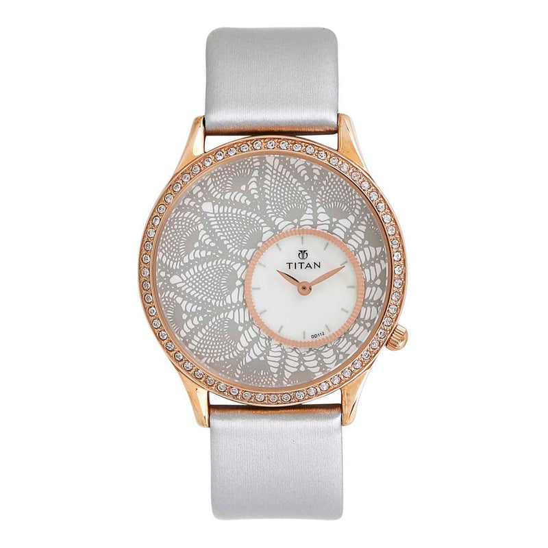 Mother of Pearl Dial Leather Strap Watch