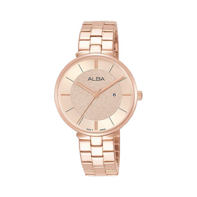 Alba Fashion Light Pink Gold Dial Ladies Watch - AH7U30X1