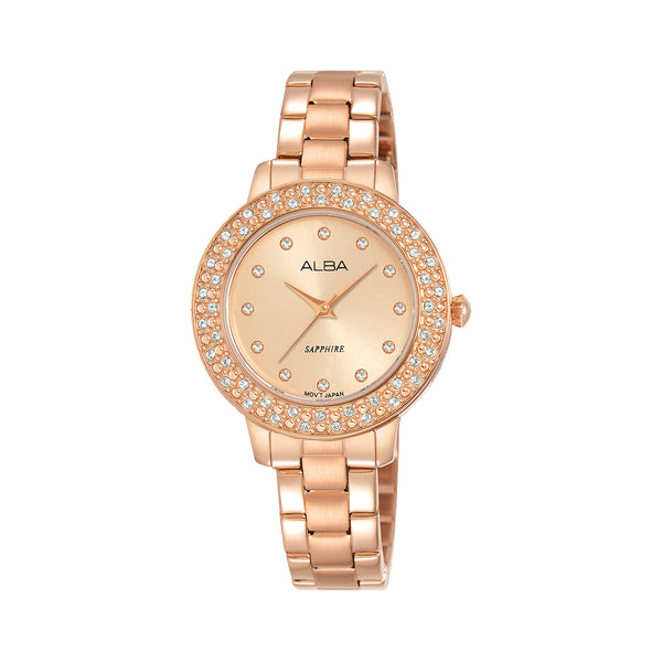 Alba Fashion Light Pink Gold Dial Ladies Watch - AH8572X1