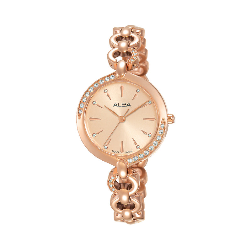 Alba Fashion Light Pink Gold Dial Ladies Watch - AH8644X1