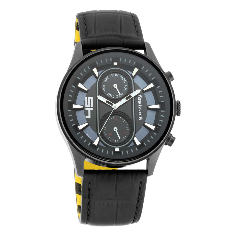 Fastrack FastFit - Black Dial Analog Watch with Day & Date function for Guys 3224NL01