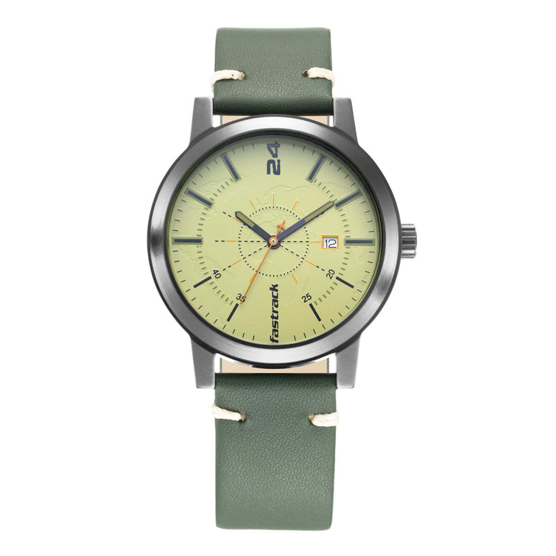 Fastrack Tripster Light Green Dial Analog Watch for Guys 3245NL01