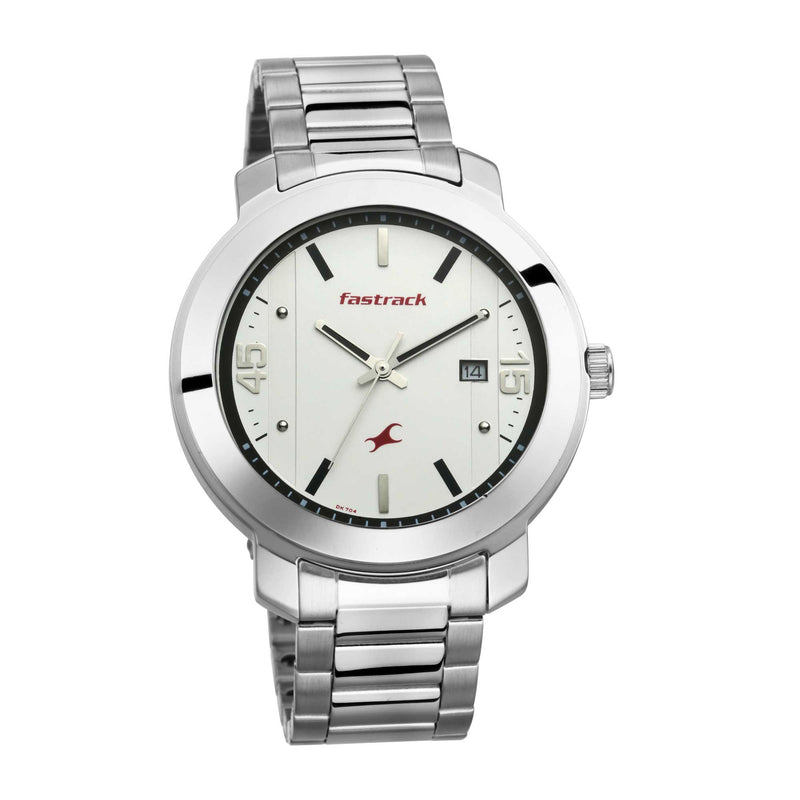 Fastrack Bare Basics White Dial Analog Watch for Guys with Date function 3246SM01