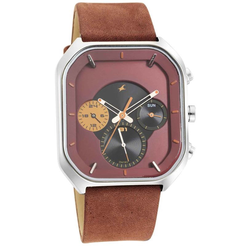 Fastrack Brown Dial Analog with Date Watch for Guys 3270SL01