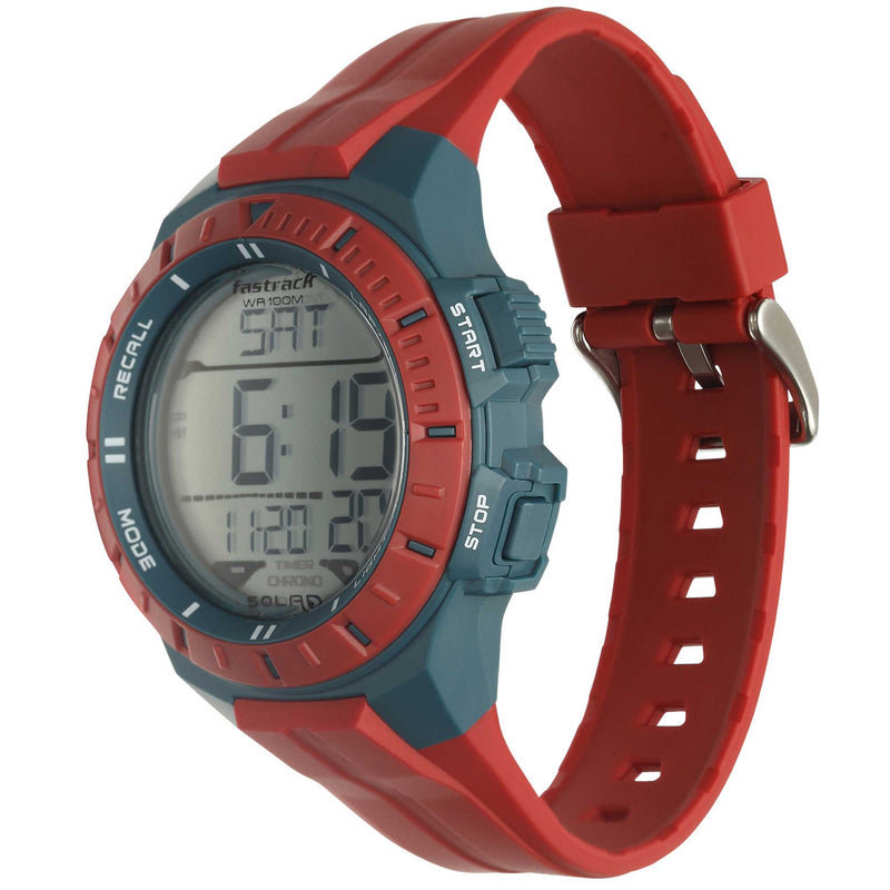 Fastrack Streetwear Digital Red Strap Buckle Watch 38067PP01