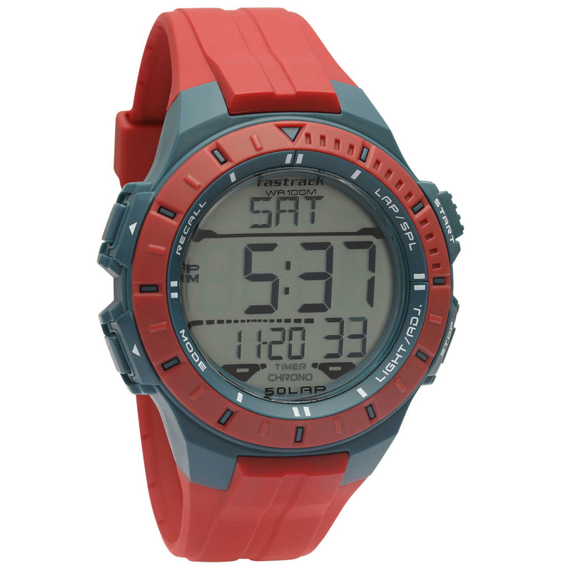 Fastrack Streetwear Digital Red Strap Buckle Watch 38067PP01
