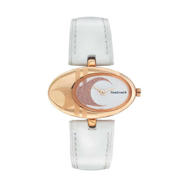 Fastrack Watch with White Leather Strap for Girls 6024WL01