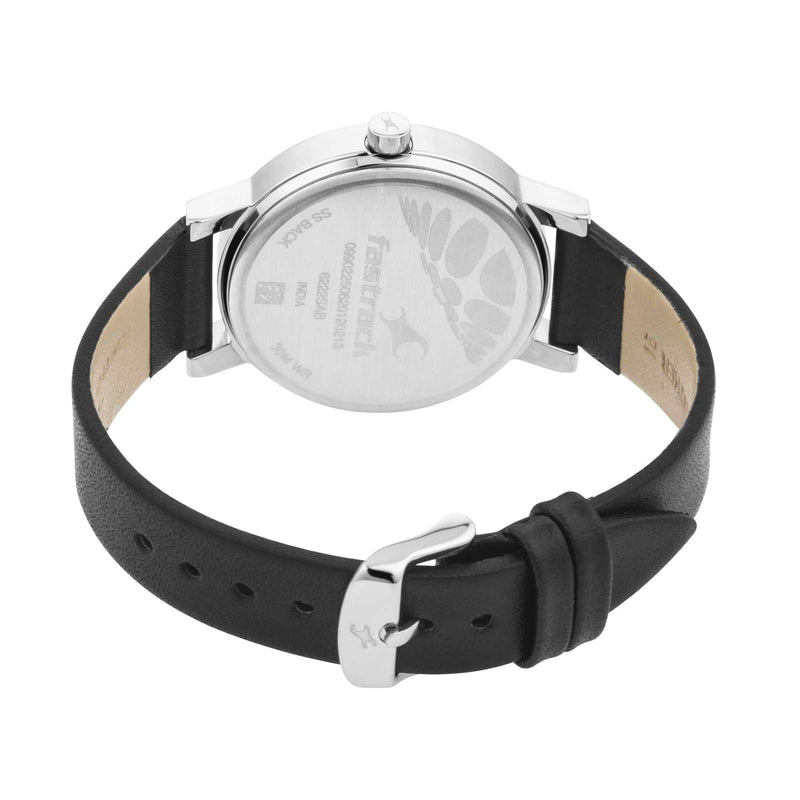Fastrack  Animal Print Watch - Black with White pattern Dial Analog with Date Function 6222SL04
