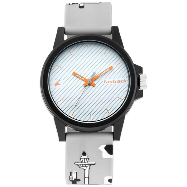 Fastrack Hashtag White Dial Analog Unisex Watches 68012PP06