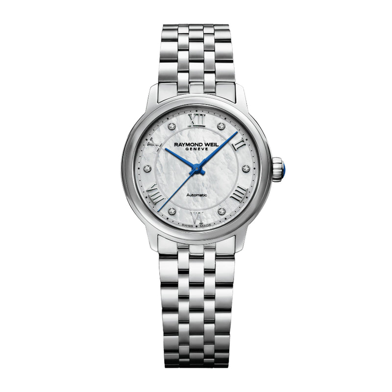 RAYMOND WEIL MAESTRO LADIES AUTOMATIC STEEL BRACELET MOTHER-OF-PEARL DIAL WATCH - 2131ST00966