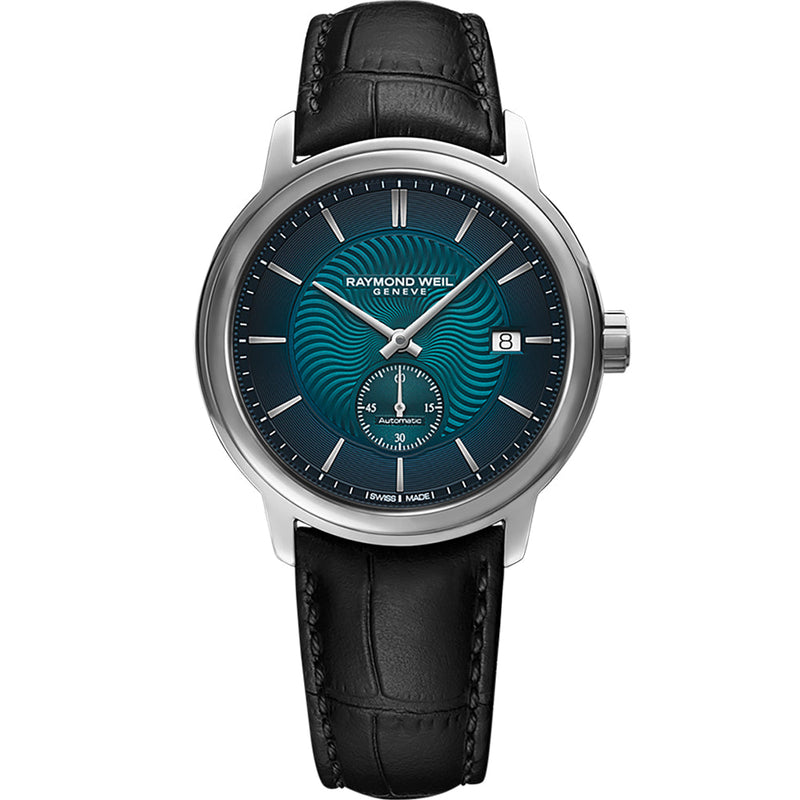 RAYMOND WEIL MEN'S MAESTRO AUTOMATIC LEATHER STRAP BLUE DIAL WATCH - 2238STC50001