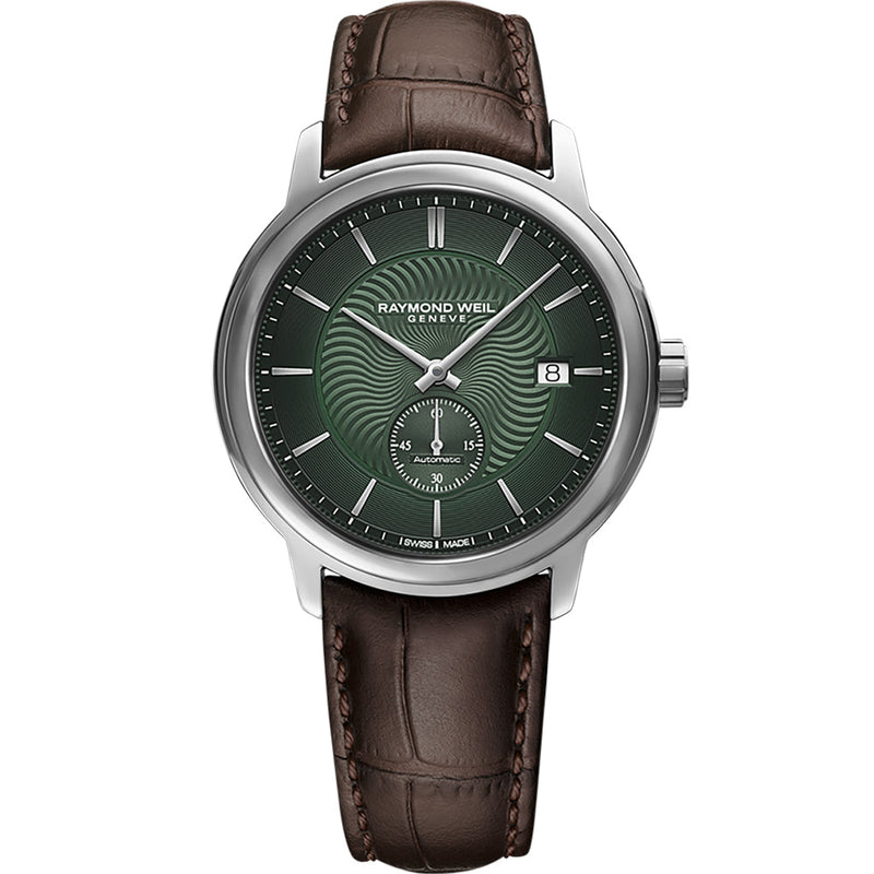 RAYMOND WEIL MEN'S MAESTRO AUTOMATIC LEATHER STRAP GREEN DIAL WATCH - 2238STC52001