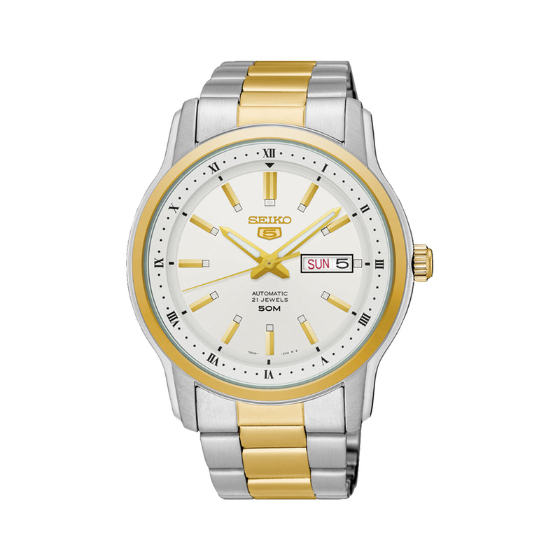 Seiko 5 automatic silver best sale and gold