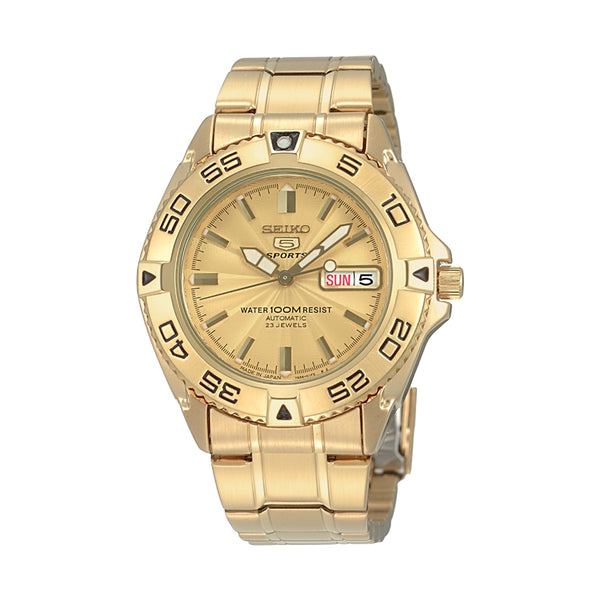 Seiko 5 Sports Automatic Gold Dial Men's Watch - SNZB26J1