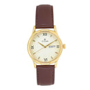 TITAN CHAMPAGNE DIAL LEATHER STRAP WATCH 1580YL05