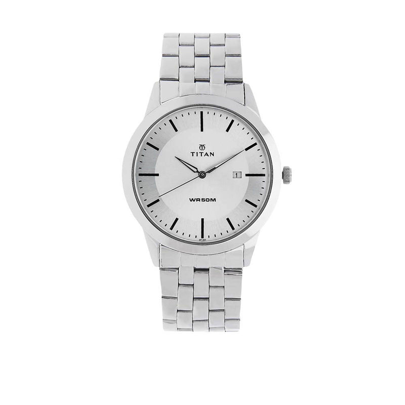 TITAN WHITE DIAL METAL STRAP WATCH 1584SM03