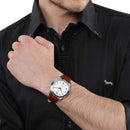 TITAN WHITE DIAL LEATHER STRAP WATCH 1585SL07