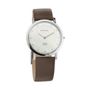 TITAN EDGE SILVER DIAL LEATHER STRAP WATCH 1595SL03