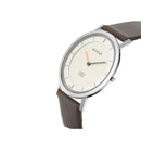TITAN EDGE SILVER DIAL LEATHER STRAP WATCH 1595SL03