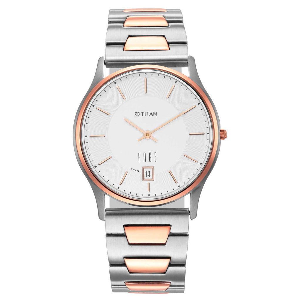 titan edge watch 1296bm01 TITAN EDGE METAL SILVER DIAL LEATHER STRAP WATCH 1683KM01