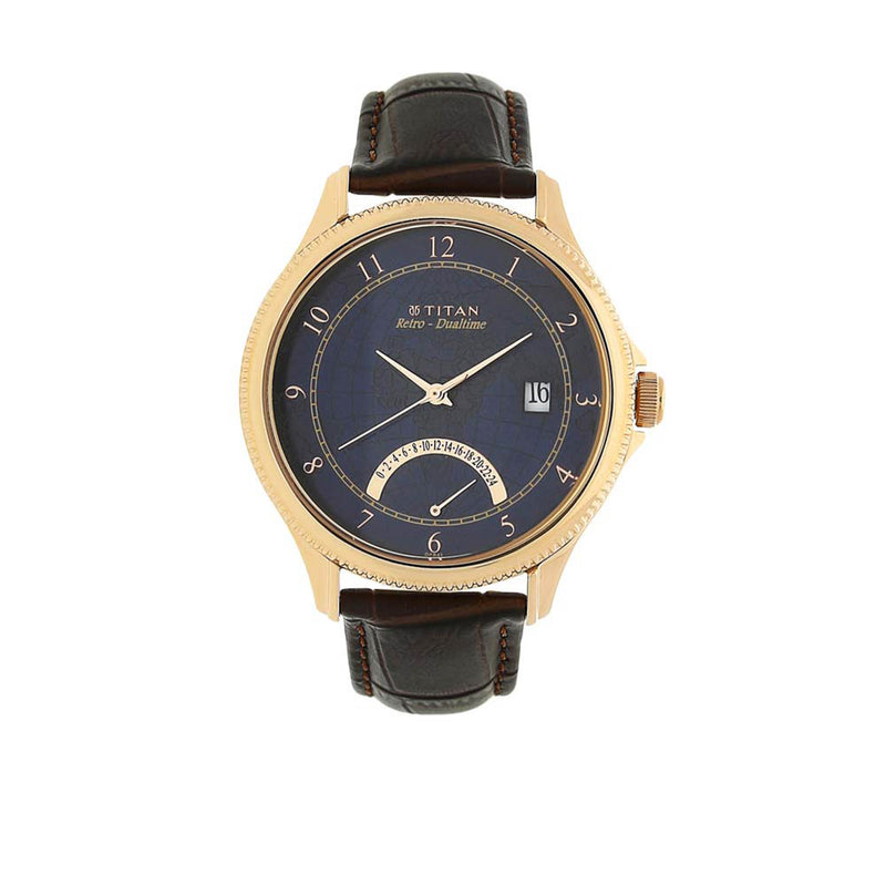 TITAN BLUE DIAL ANALOG DUAL TIME WATCH 1704WL01