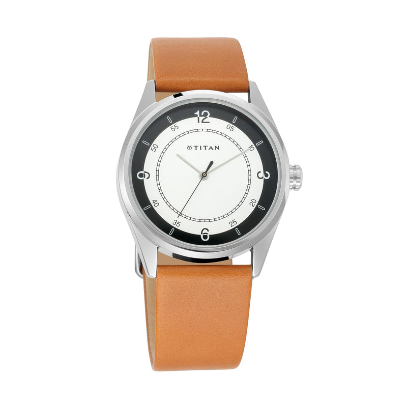 TITAN WORKWEAR WATCH WITH WHITE DIAL & LEATHER STRAP 1729SL03