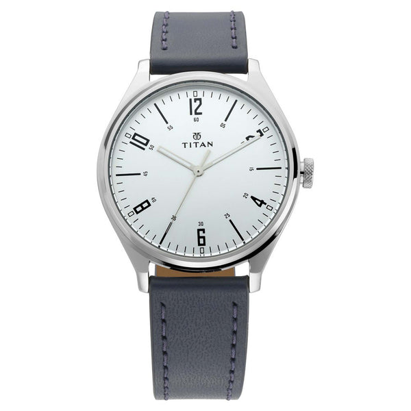 TITAN WORKWEAR WATCH WITH SILVER DIAL & BLUE LEATHER STRAP 1802SL02
