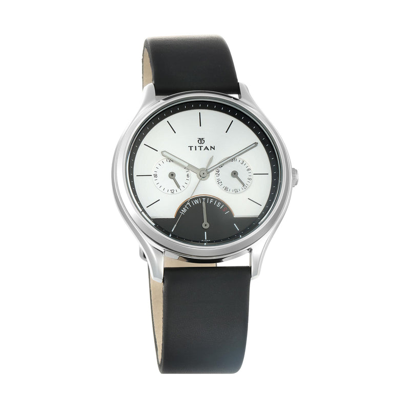 TITAN WORKWEAR WATCH WITH SILVER DIAL & LEATHER STRAP 1803SL01