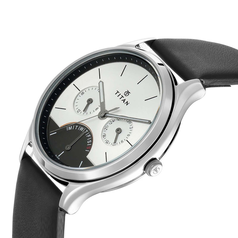 TITAN WORKWEAR WATCH WITH SILVER DIAL & LEATHER STRAP 1803SL01