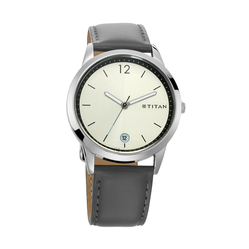 TITAN WORKWEAR WATCH WITH SILVER DIAL & LEATHER STRAP 1806SL03