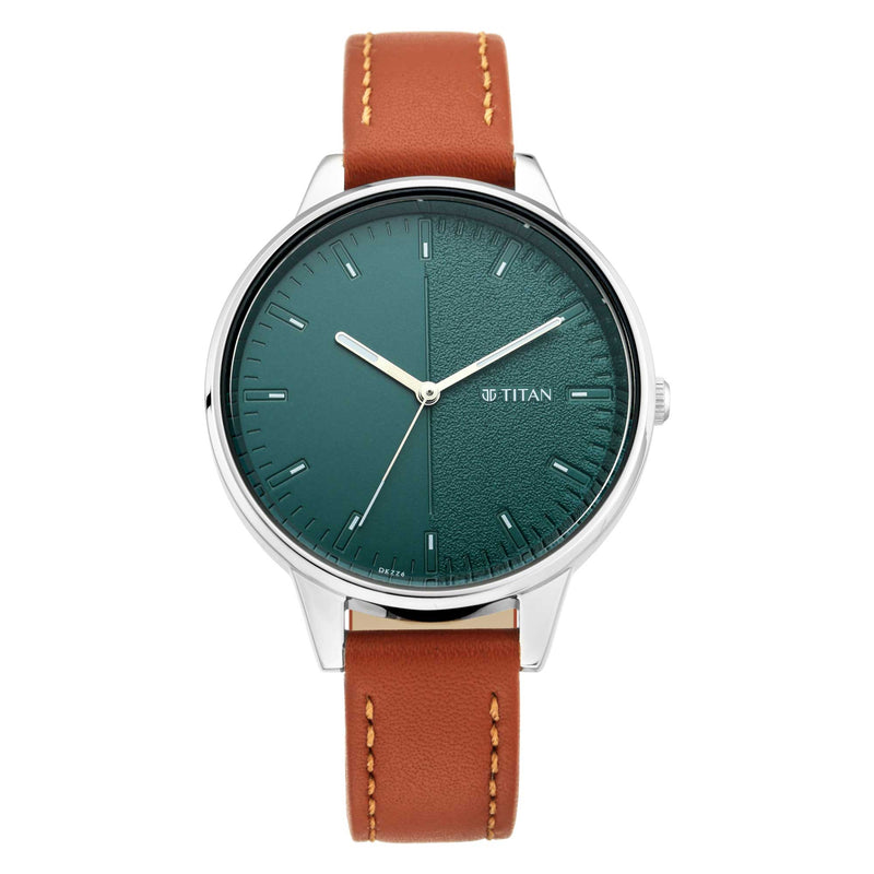 TITAN WORKWEAR WATCH WITH GREEN DIAL LEATHER STRAP 2648SL01