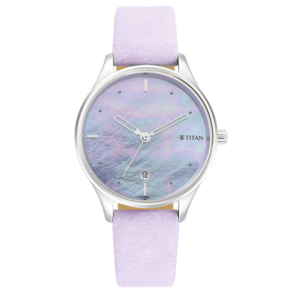 TITAN PASTEL DREAMS MOTHER OF PEARL DIAL PALE PURPLE LEATHER STRAP WATCH 2670SL02